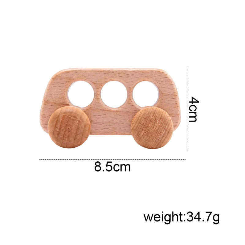 Montessori Holzauto für Babys – Greifling & Rassel aus Bio-Buchenholz (BPA-frei)