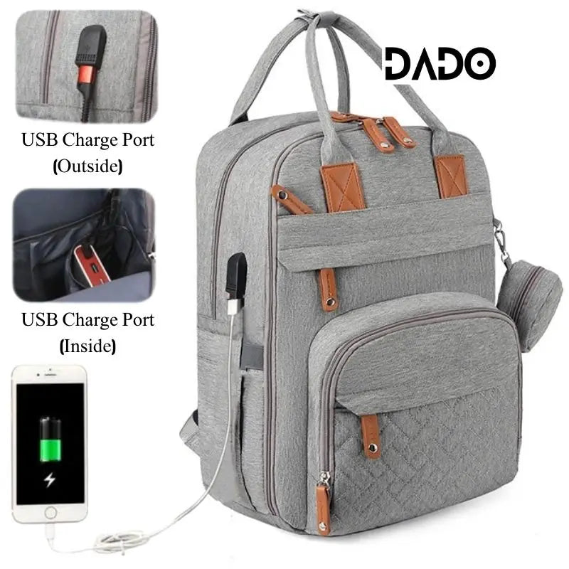 Baby Wickelrucksack Premium – Große Multifunktions-Wickeltasche mit Wickelunterlage & Kinderwagen-Befestigung