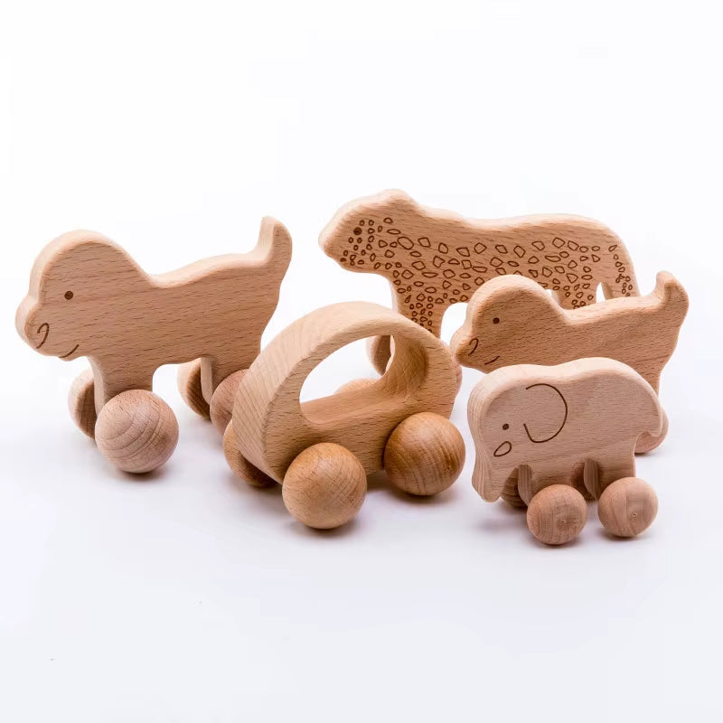 Montessori Holzauto für Babys – Greifling & Rassel aus Bio-Buchenholz (BPA-frei)