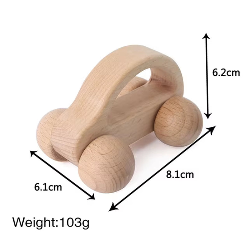 Montessori Holzauto für Babys – Greifling & Rassel aus Bio-Buchenholz (BPA-frei)