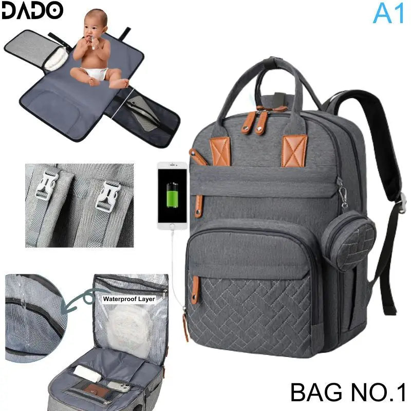 Baby Wickelrucksack Premium – Große Multifunktions-Wickeltasche mit Wickelunterlage & Kinderwagen-Befestigung
