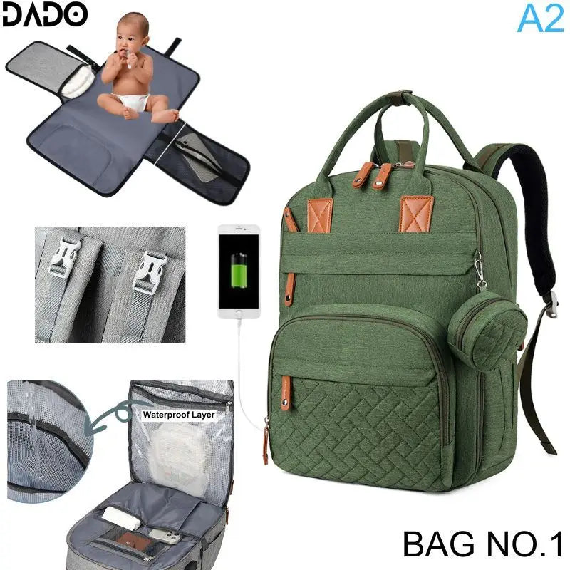 Baby Wickelrucksack Premium – Große Multifunktions-Wickeltasche mit Wickelunterlage & Kinderwagen-Befestigung