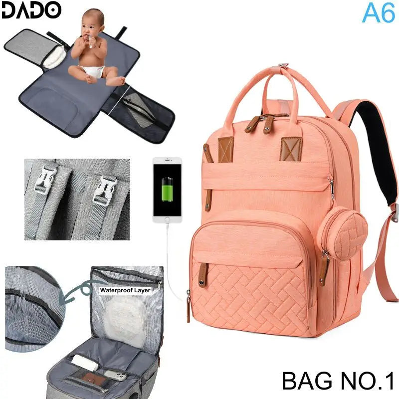 Baby Wickelrucksack Premium – Große Multifunktions-Wickeltasche mit Wickelunterlage & Kinderwagen-Befestigung