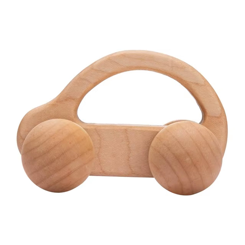 Montessori Holzauto für Babys – Greifling & Rassel aus Bio-Buchenholz (BPA-frei)