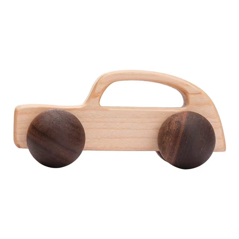 Montessori Holzauto für Babys – Greifling & Rassel aus Bio-Buchenholz (BPA-frei)